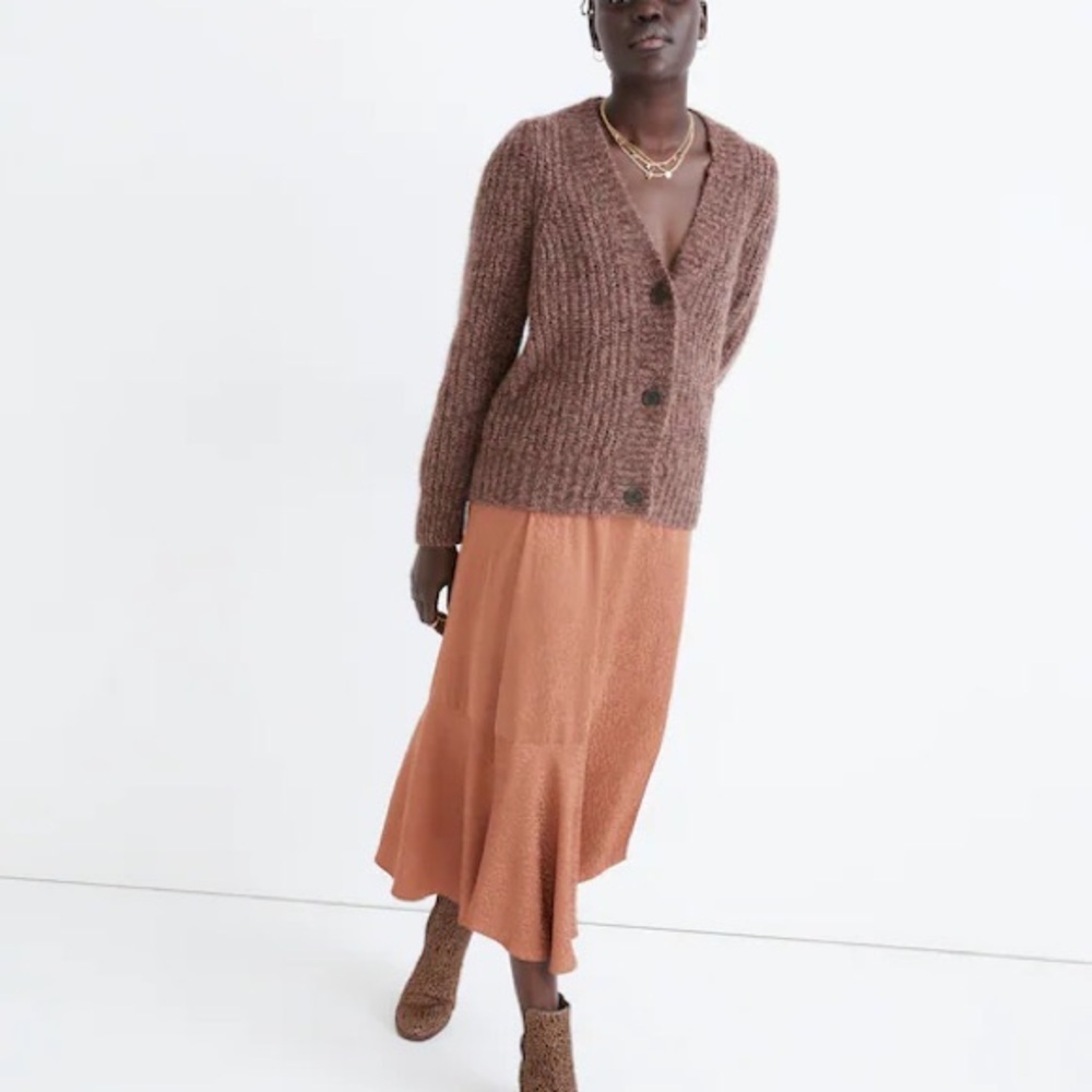 Madewell Willowbend V-Neck Pleat-Sleeve Cardigan Sweater - Picture 3 of 9